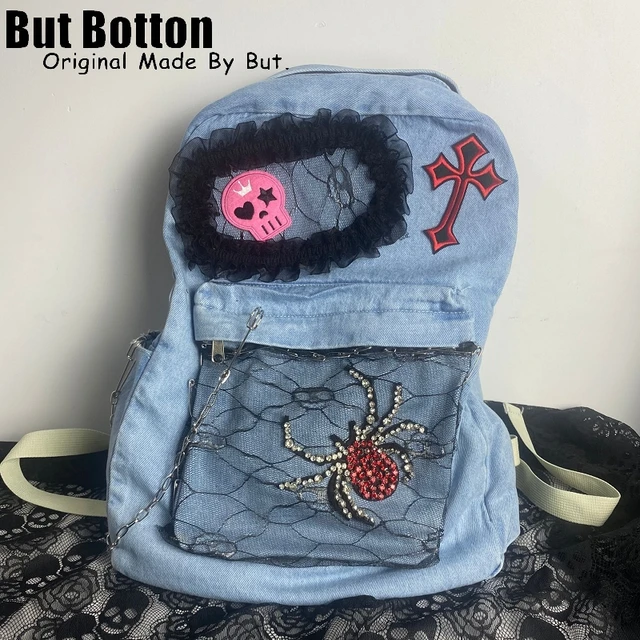 Y2k Denim Backpack Aesthetic Backpack Y2k Bag Vintage Cute 