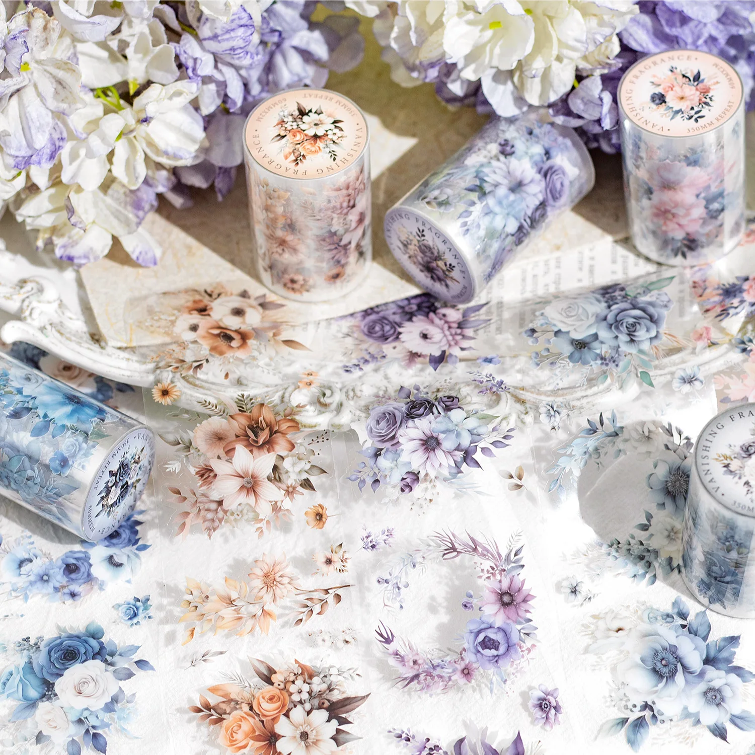 60mm*200cm The Fragrance Is Flowing Series Vintage Flower Landscaping PET Tape Creative DIY Journal Material Collage Stationery 2