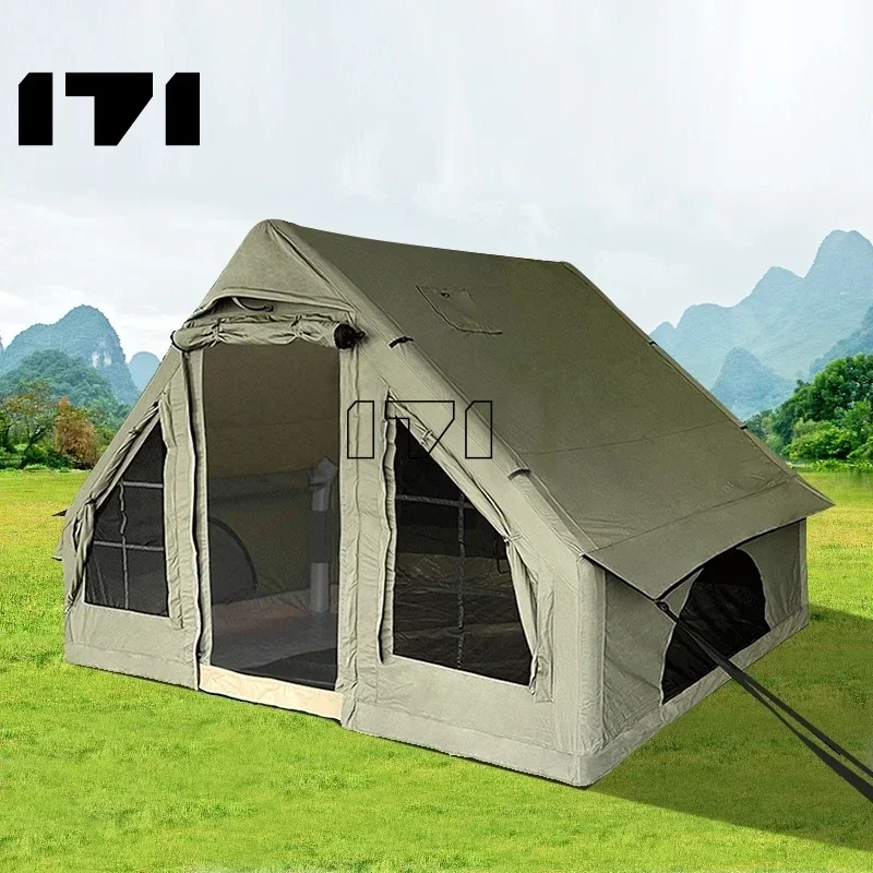 house-shaped, portable tent 'air architecture' inflates in a few minutes  for easy camping