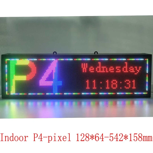 P4 rgb rolagem display led 512x128 na placa de exibição digital cor cheia  sinal eletrônico móvel wifi operação AliExpress