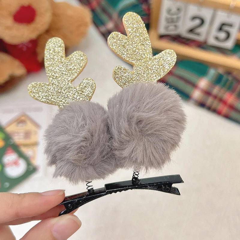 Gray fur ball duck clip