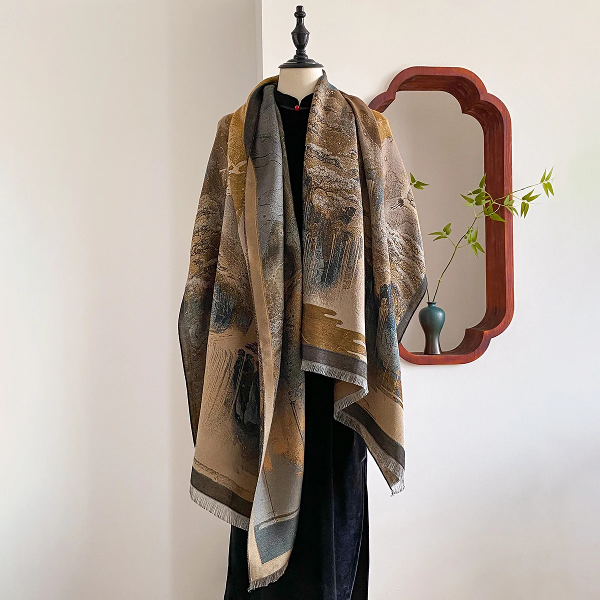 New Winter Elegance National style Cashmere Scarf For Women Female Pashmina Luxury Brand Shawl Poncho Thick Blanket Warm Bufanda