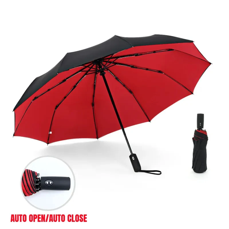 Automatic Umbrella Wind Resistant Umbrella Windproof Umbrella Windproof Double Layer Resistant Umbrella Fully Automatic Rain Men Women 10K Strong Luxury Business Male Large Umbrellas Parasol