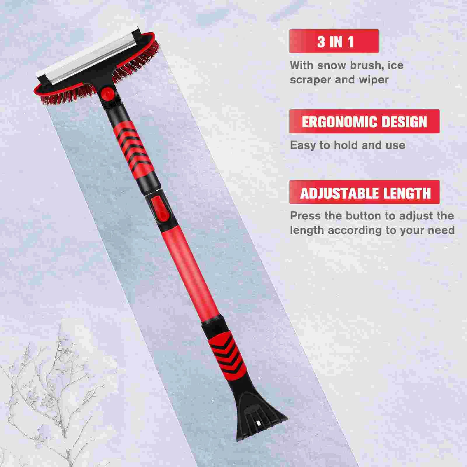 Telescopic Snow Brush Ice Cars Scraper Defrosting Removal Broom Detachable Bristles: Pvc House Roof