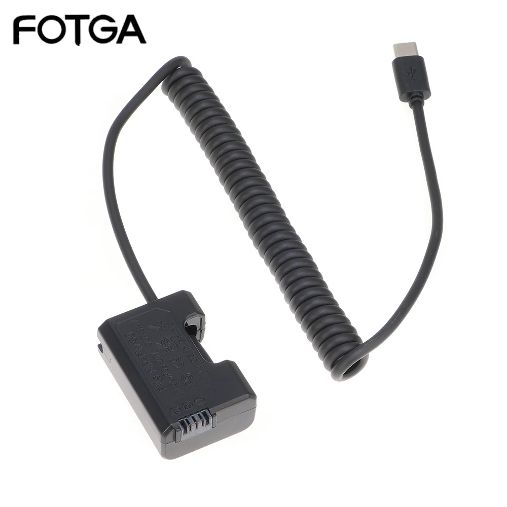 

FOTGA NP-FW50 Dummy Battery+Type-C Power Supply Spring Wire (35-100CM) Power Adapter for Monitor/Camera For Cable Light Accessor