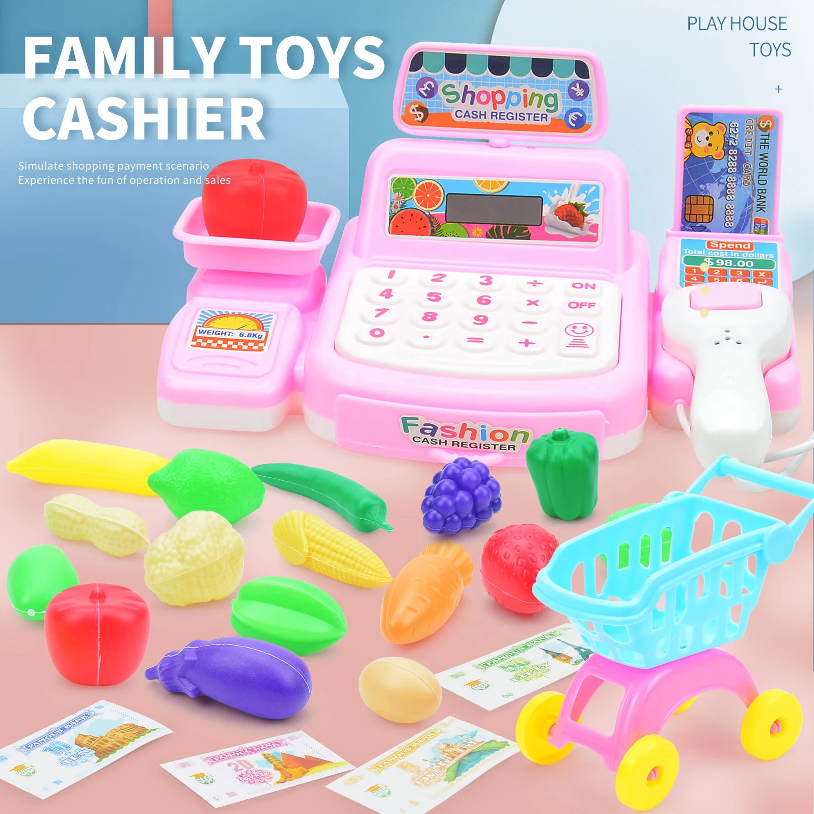 Children's play house simulation supermarket cash register toy role play simulation cash register toy 2