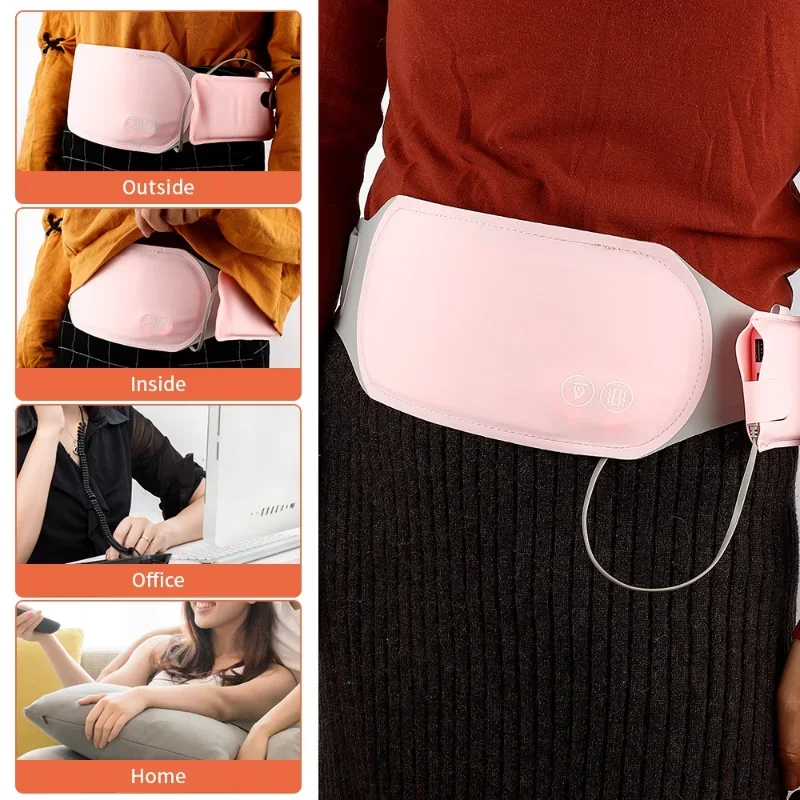 USB Menstrual Electric Heating Pad for Abdominal Vibration Massager Women Period Care Belly Heater Winter Warming Palace Belt
