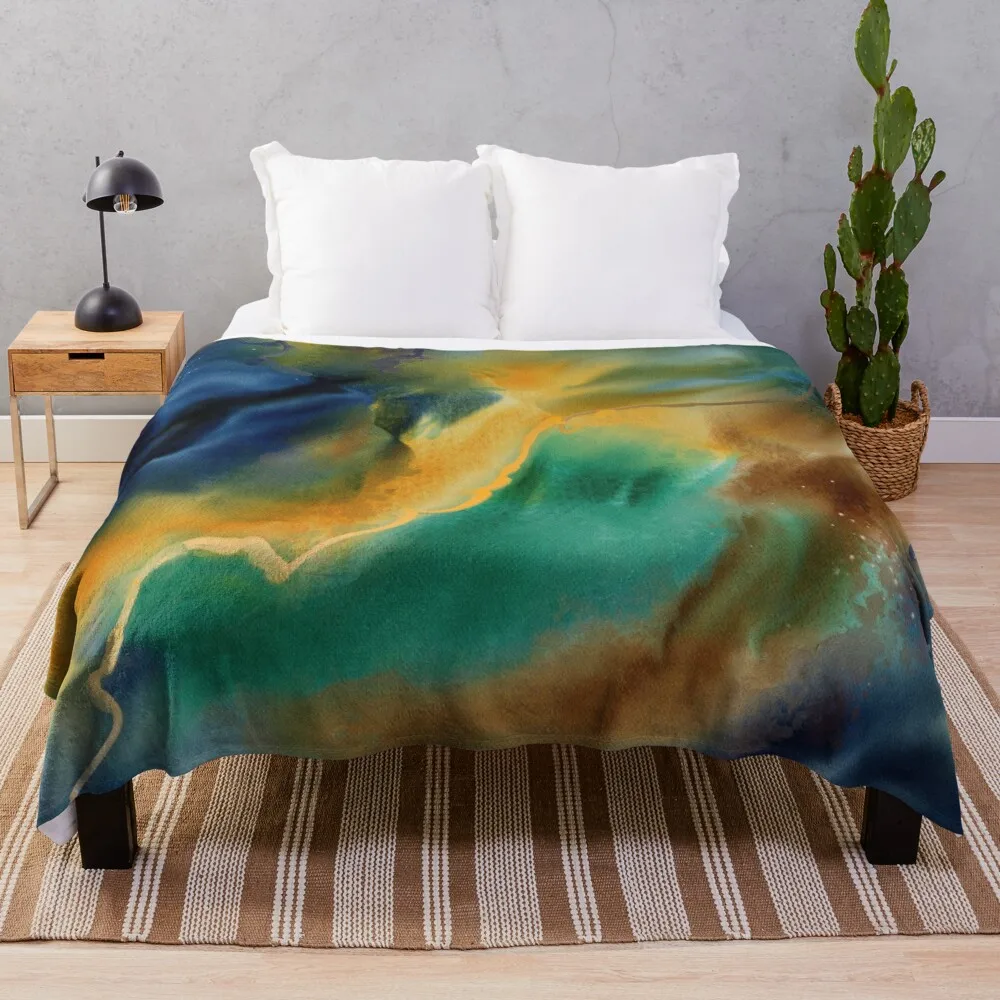 

Border Line Watercolor Abstract Throw Blanket Polar Luxury Blankets