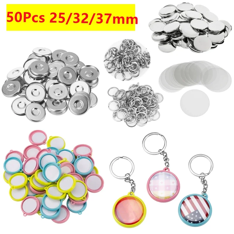 Badge Machine Key Chain Parts 50Pcs/set