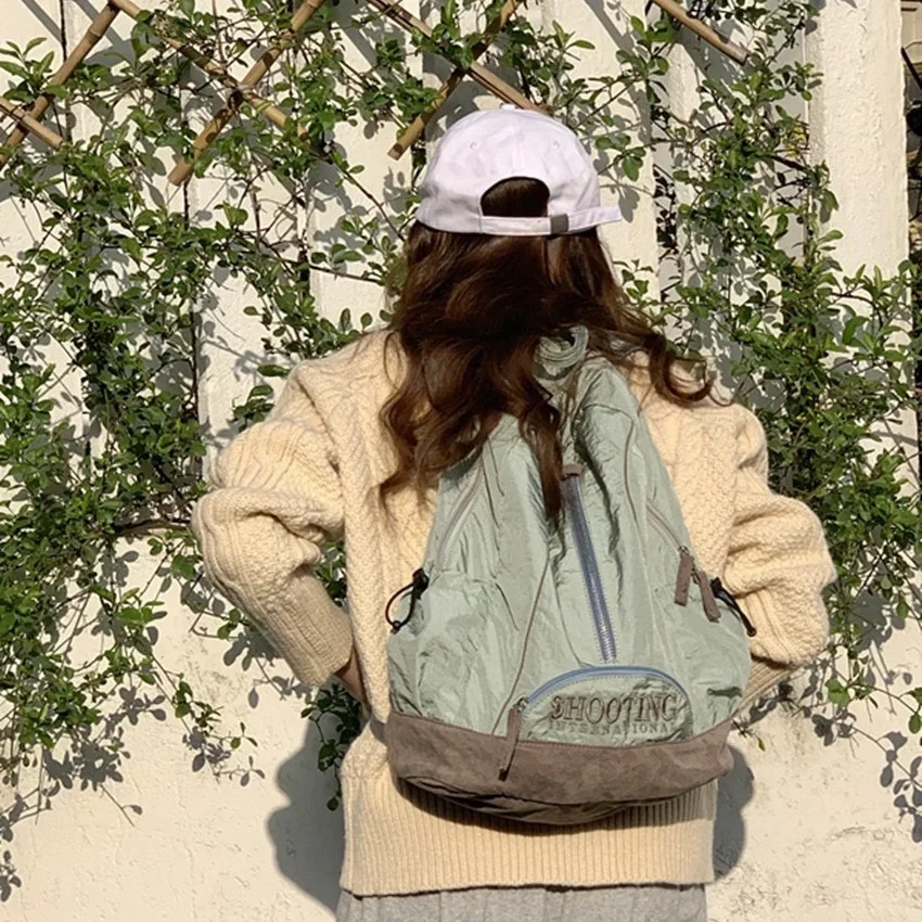 Casual Book Bag  Backpack Y2K Korean Fashion Kids Travel Girls Ladies Nylon Leisure Backpacks Women Zipper Casual High-Capacity