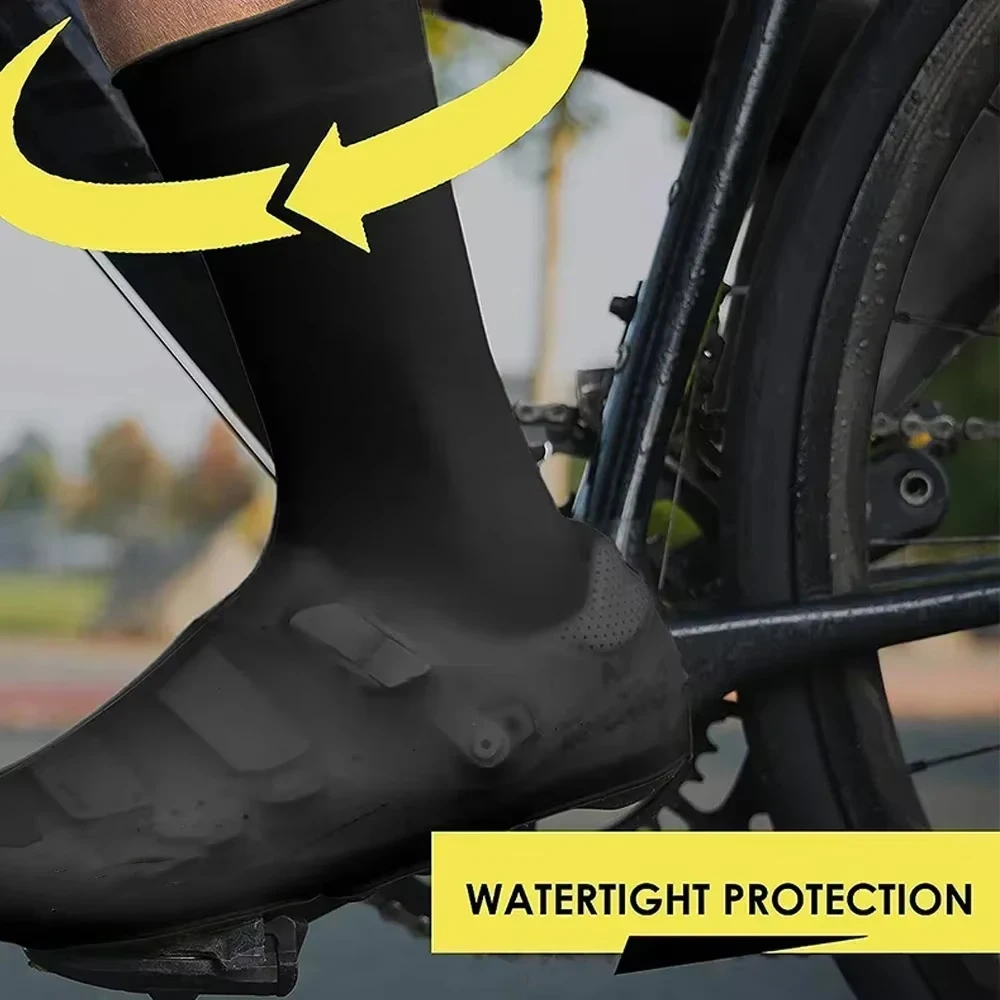 Tall Silicone Shoe Cover - Waterproof and Windproof Aero Fabric for Road Cycling, Reusable and Snap-On Design