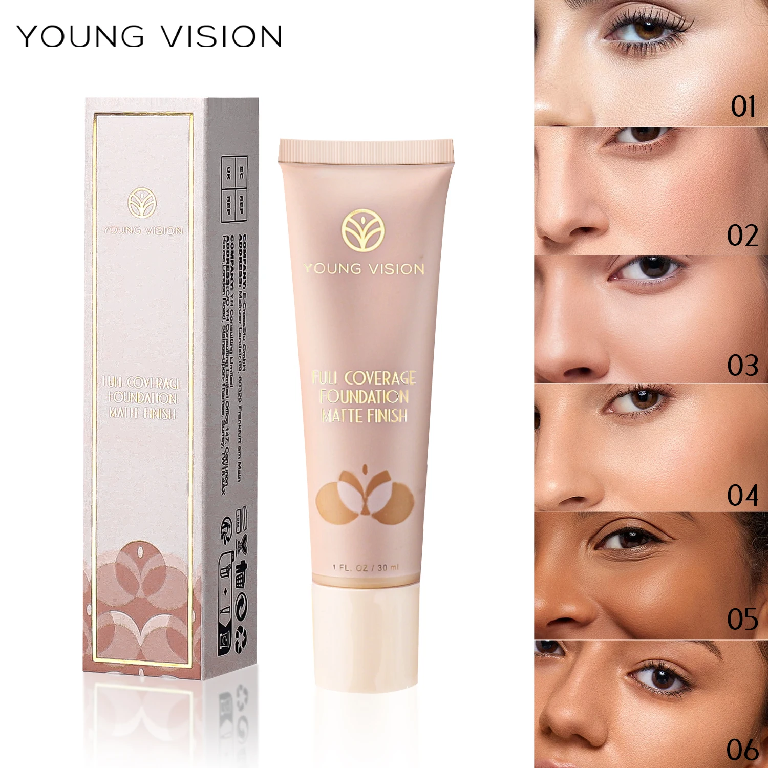 YOUNG VISION 6colors/pack Matte Concealer Long Lasting Foundation Wheat Color Long Lasting Easy Makeup Finish Foundation 3