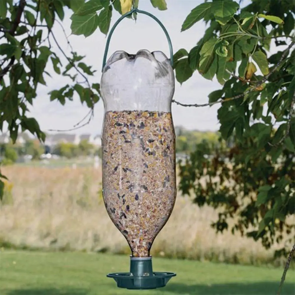 Bird Feeder 1pcs Recycle Soda Bottle Top Automatic Outdoor Garden Balcony Hanging Feeding Tray bird feeder