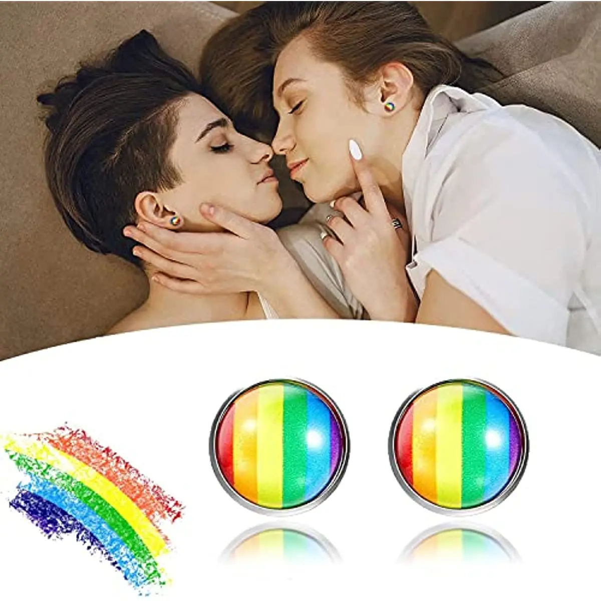 Pendientes Pride Love Wins - Diseño Arcoíris Multicolor, Divertidos Y Originales, Ideales Para Celebrar La Diversidad Y El Amor