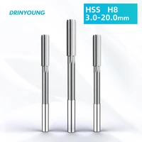 DRINYOUNG 3mm 4mm 5mm 6mm 7mm 8mm 9mm -20mm H8 Chucking Reamers Optional Machine  High Speed Steel Rotating Tools Straight Shank 1