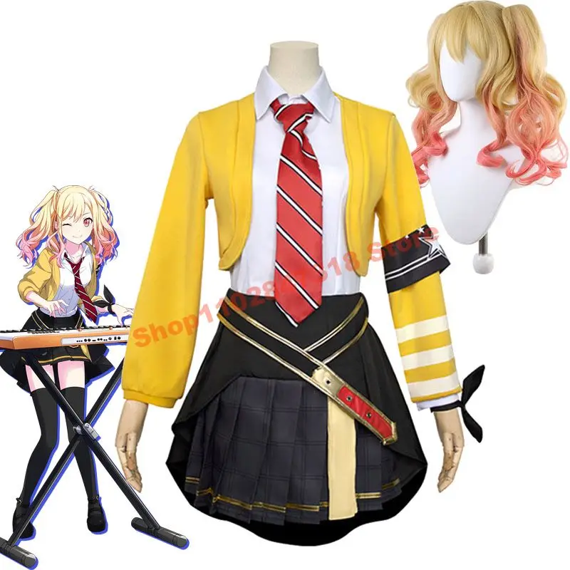 

Virtual Idol Tenma Saki Cosplay Costume And Wig Project Sekai Leo/need Saki JK Uniform Skirts Band Keyboard Stage Costumes