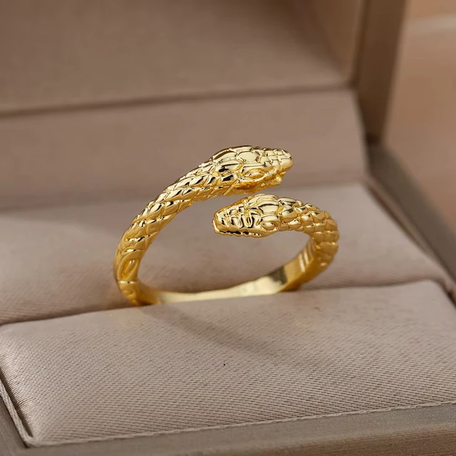 Bagues serpent en acier inoxydable plaqué or 316L pour femmes et hommes, anneau ouvert et réglable, bijoux esthétiques gothiques Vintage