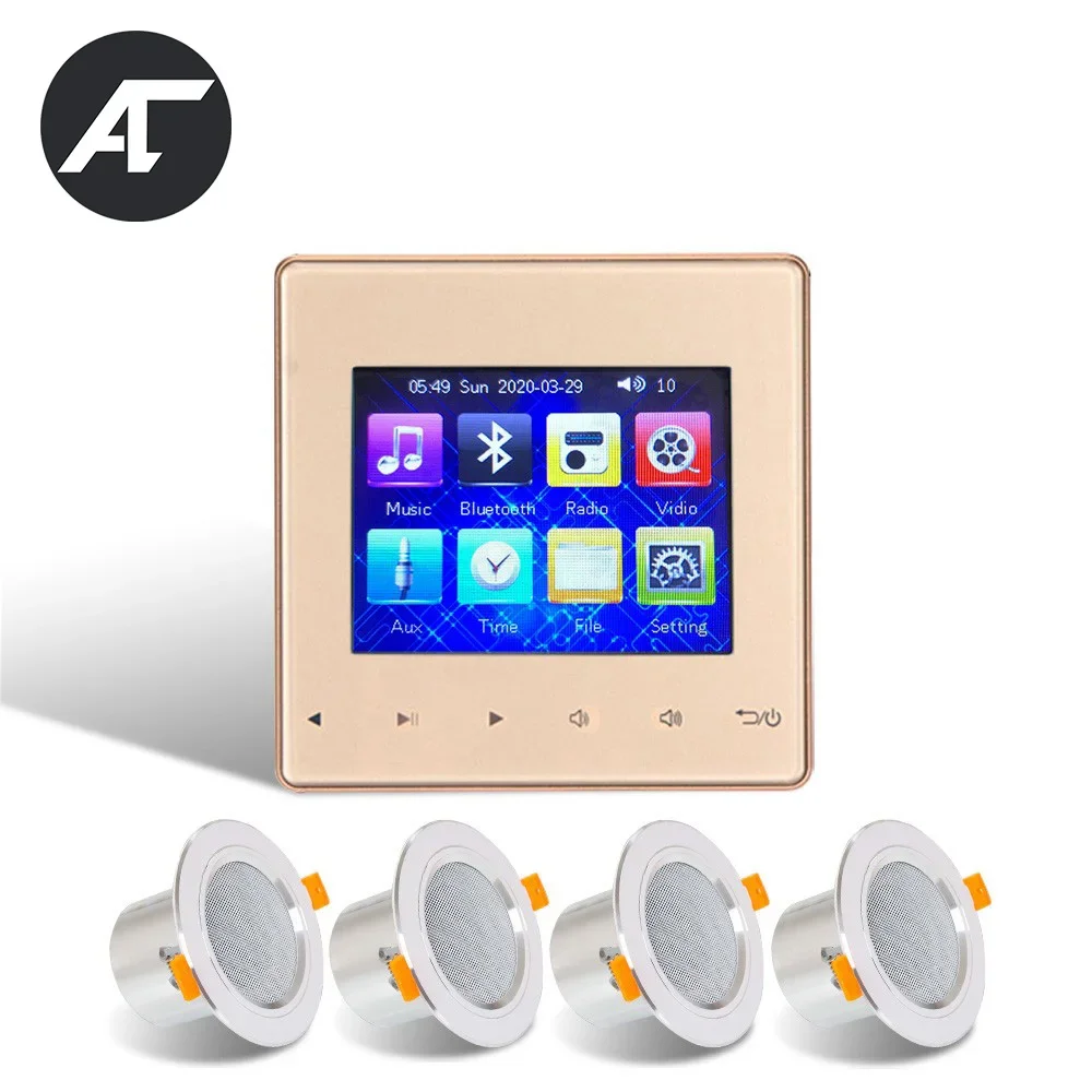 

Аудиокомплект, настенный усилитель с Bluetooth, сенсорный экран, звуковая система для умного домашнего кинотеатра с мини 3-дюймовым стерео потолочным динамиком для отеля