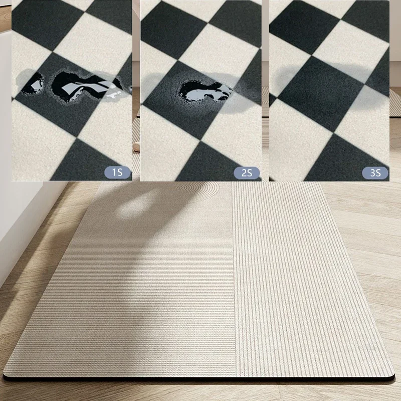 Kitchen Carpet Water-absorbent Anti-slip Floor Mat Diatom Mud Oil Absorption Foot Mats Minimalist Stripe Home Decoration Rug 4