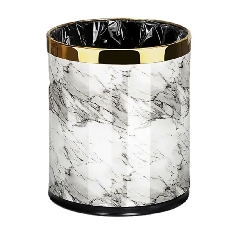 

JHD-Trash Can,Marble Pattern 10L Trash Can Bin Buckets Diameter Waste Bins Living Room Bathroom Kitchen Dustbin Trash Bin