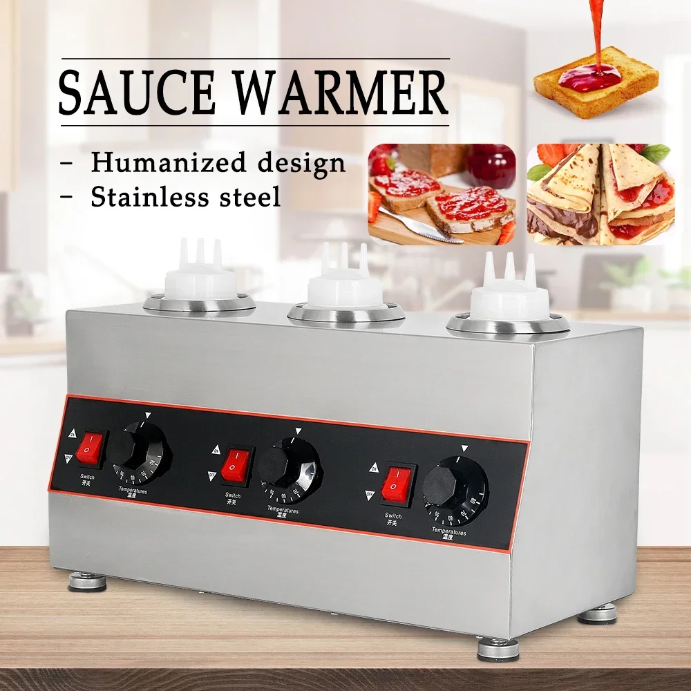 HomeWise Commercial Chocolate Heater Sauce Warmer Sauce Insulation Machine 1/2/3/4 Bottles Soy Jam Heater Filling Machine