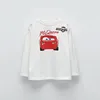 Fashion White Long Sleeve Tshirt Casual Loose Round Neck Base Shirt Cartoon Print Tees Boys Spring Autumn Wear All-match Tops 1