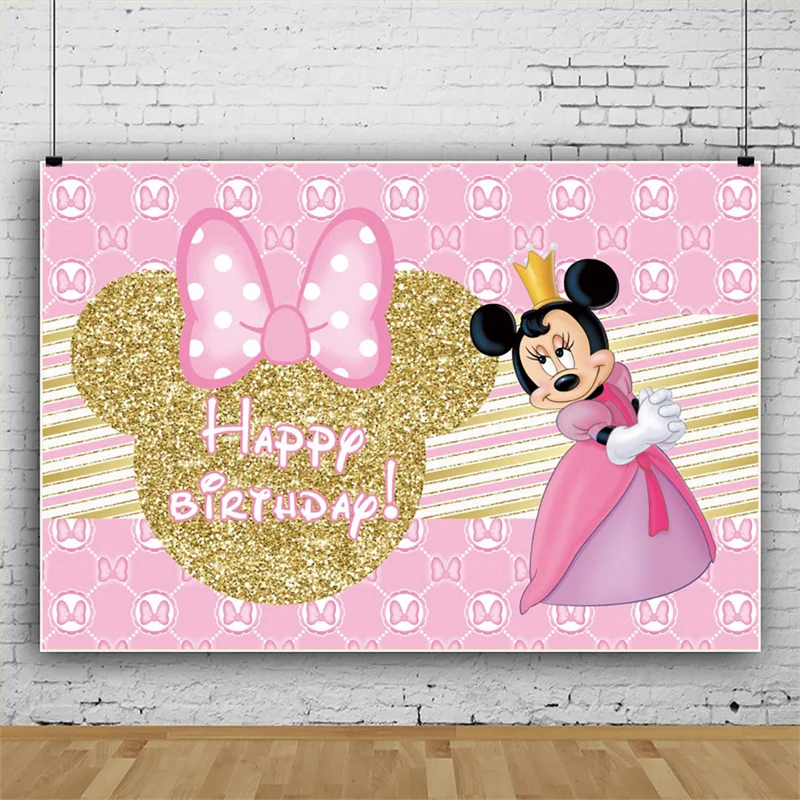 Disney Minnie Mickey Mouse Custom Background Birthday Party Decorations Childrens Decoration Wall Photozone Backdrop