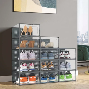 12x stackable transparent shoe box storage box multi-layer assembly storage rack shoe cabinet 1
