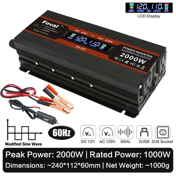 2000W 2600W 12V to 110V 120V อินเวอร์เตอร์แรงดันไฟฟ้า Converter Modified Sine Wave Multi US ซ็อกเก็ต USB ชาร์จบ้านกลางแจ้ง RV 13