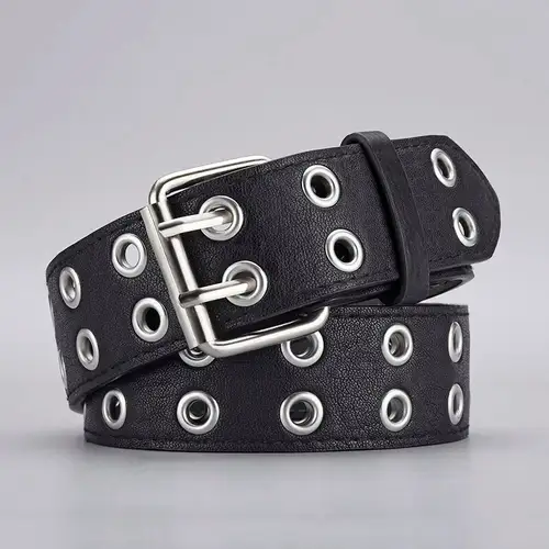1pc Women's Belt Trend Simple Double Hole Men Belt Punk Hip Hop Rock Style Subculture Y2K Belt Punch Free Belt for Men and Women - Image 8