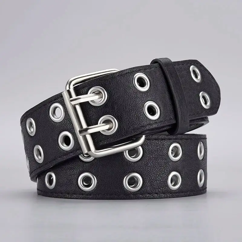 1pc Women's Belt Trend Simple Double Hole Men Belt Punk Hip Hop Rock Style Subculture Y2K Belt Punch Free Belt for Men and Women - Image 8