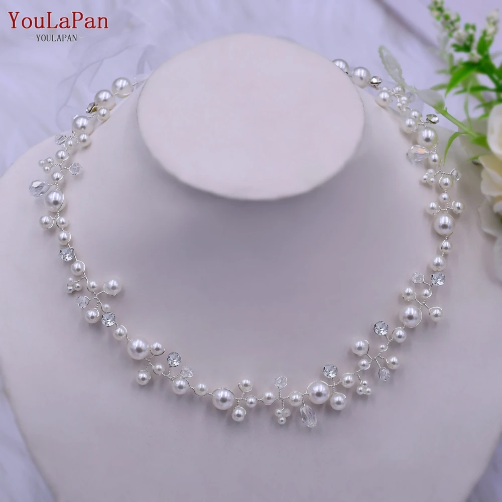 TOPQUEEN Rhinestone Wedding Hair Accessories Diamond Hair Band Wedding Headband Bridal Headpiece Silver Golden Bridal Tiara HP03