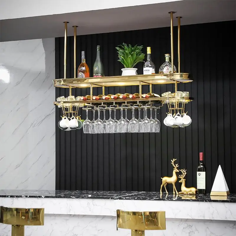 Light Luxury Stainless Steel Wine Rack Hanging Wine Glass Rack Inverted Bar Hanging Red Glass Storage