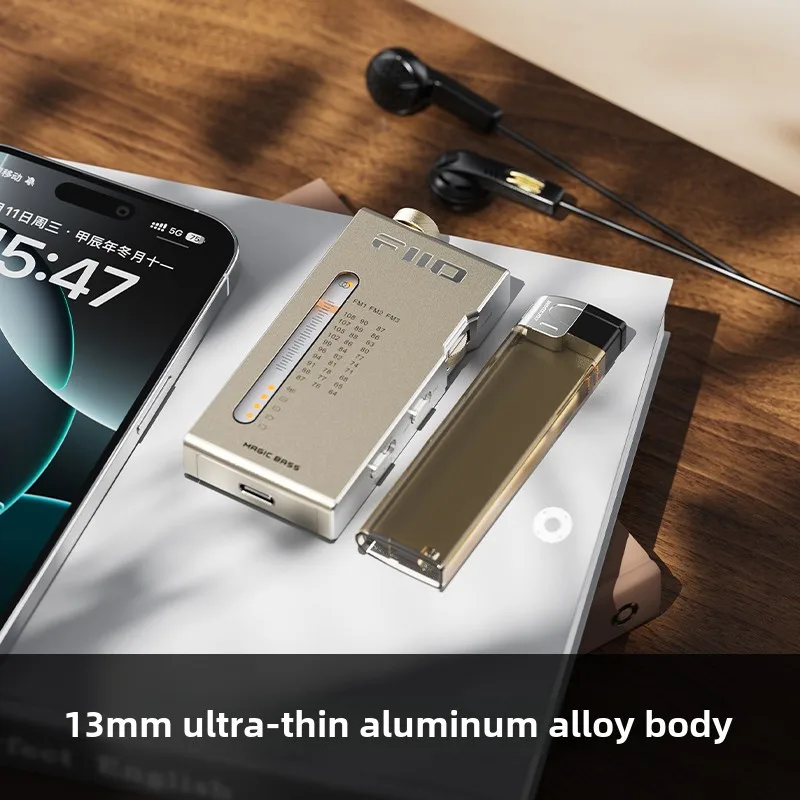 FiiO RR11 휴대용 HiFi FM 라디오 수신기 아날로그 PVR 튜닝 강화된 베이스 3D 서라운드 사운드 64-108MHz 풀밴드 커버리지