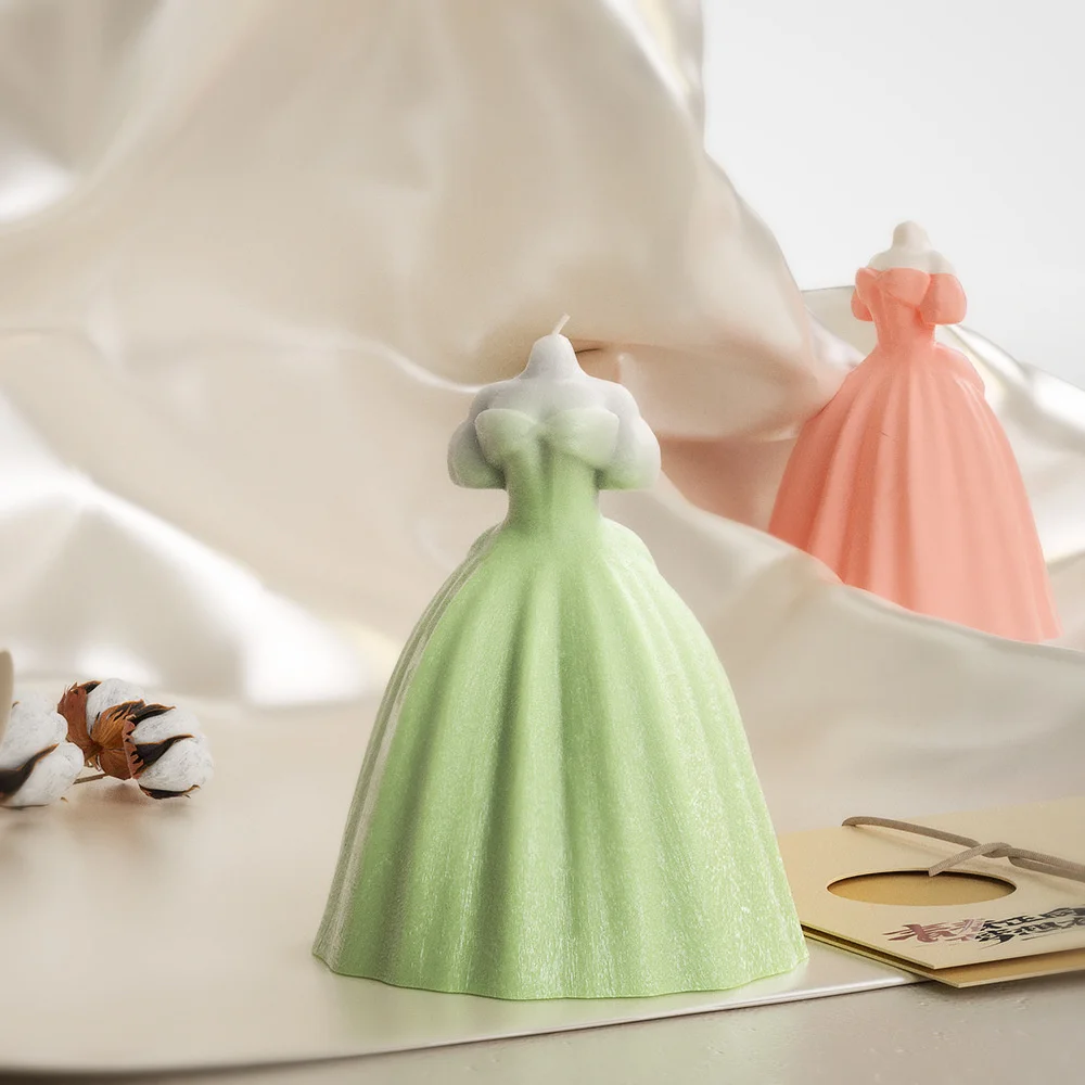 Princess Dress Silicone Candle Mold Girl Soap Resin Plaster Making Mould DIY Chocolate Baking Tool Home Decor Gift