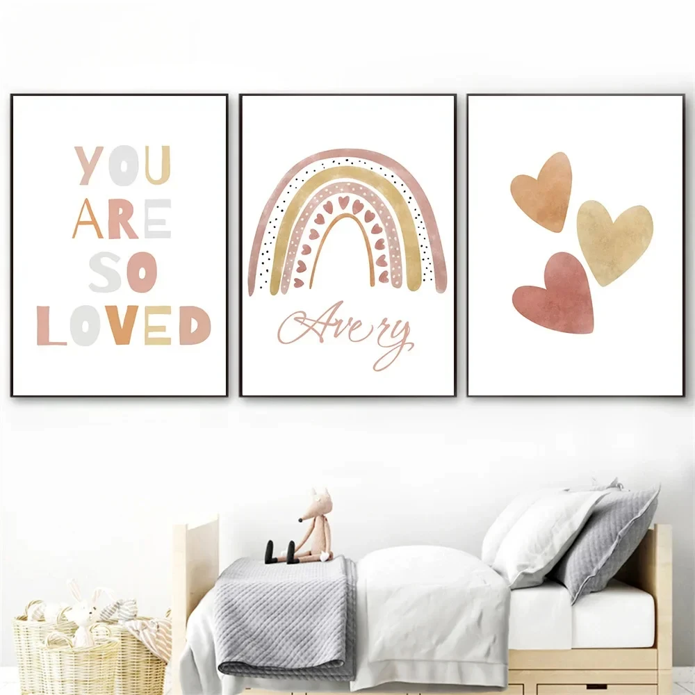 

Boho Rainbow Custom Name Canvas Painting You Are My Sunshine Nursery Poster Wall Art Prints Pictures Kids Baby Room Home Decor