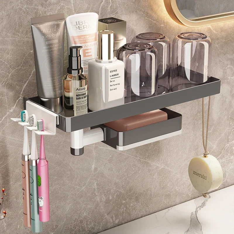 ~Toothbrush Rack Punch-Free Toilet Cup Storage Cup Holder Tooth Mug Electric Toothbrush Holder Wall-Mounted