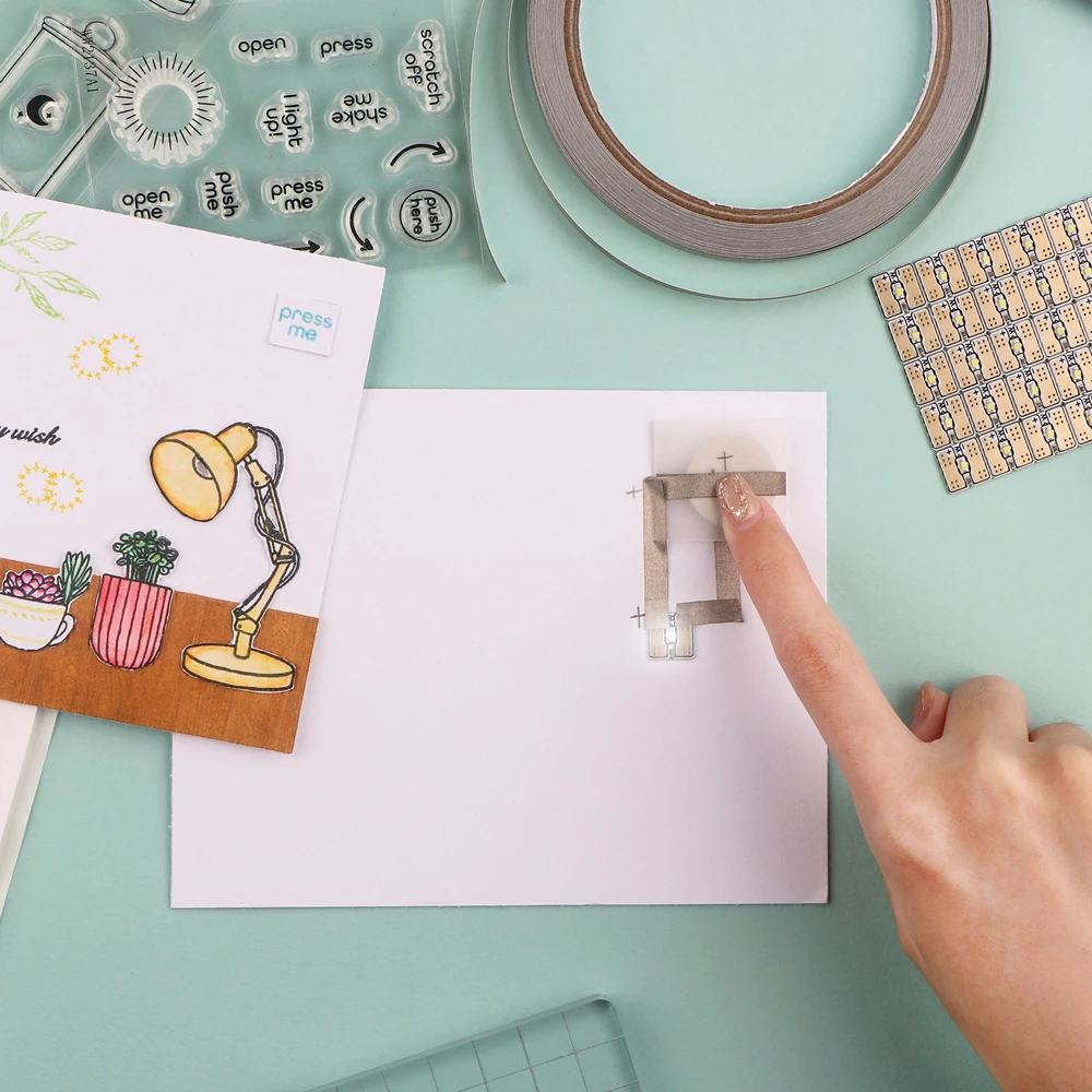 White Led Circuit Stickers Conductive Fabric Tape Light Craft Kit Design Connections No Battery