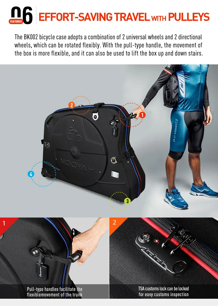 NOOYAH Fahrrad-Reisekoffer, EVA-Fahrradtasche für den Transport von Fahrrädern, EVA-Hartschalen-Fahrradzubehör, Lufttransport-Fahrrad-Rundreisekoffer – Detail 17