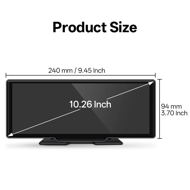 10.26” 4K DVR Portable Car Radio Wireless CarPlay Android Auto Dash Cam IPS Touc