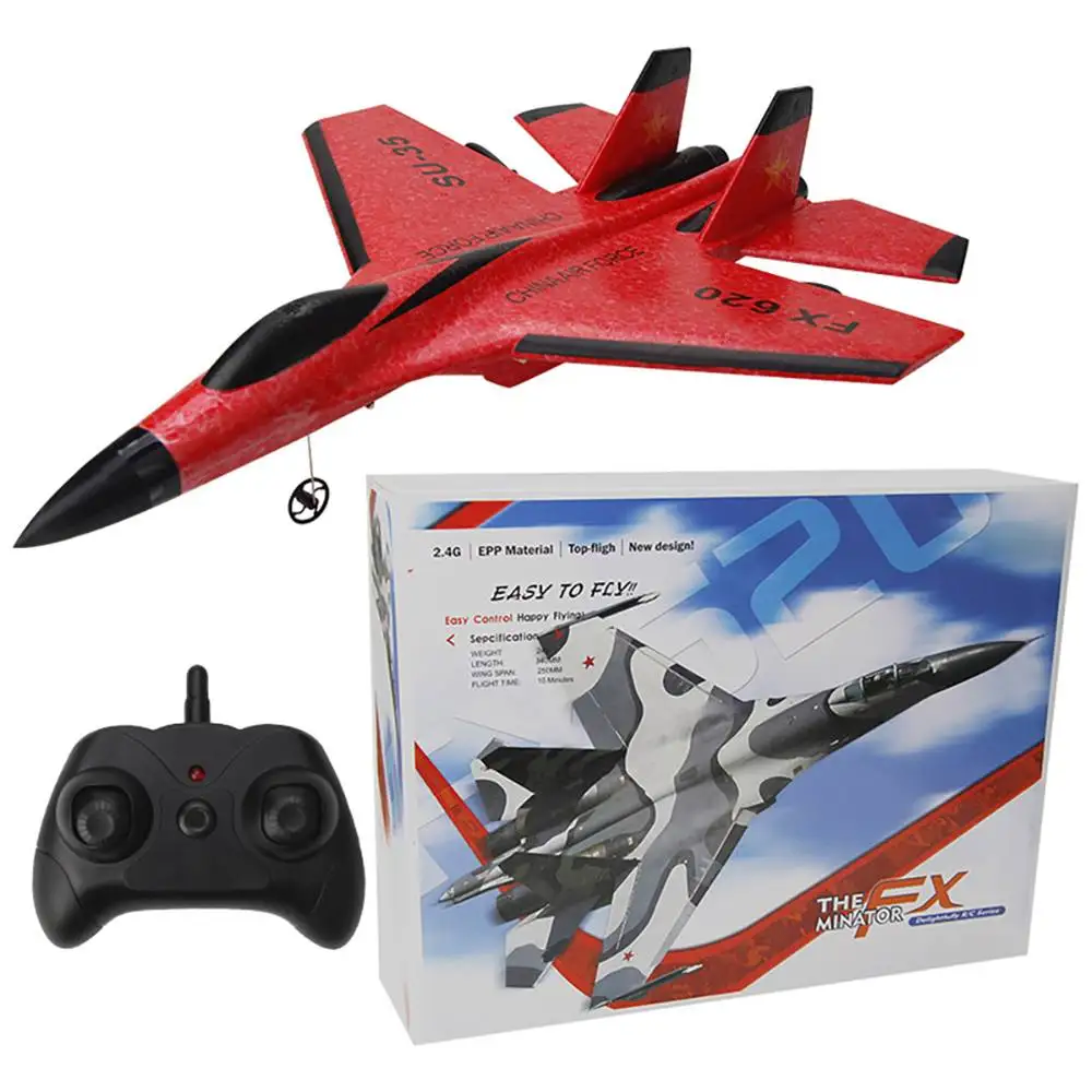 FX620 RC 비행기, SU35 2.4G, LED 조명 포함, 항공기 리모컨 비행 모델 글라이더 RTF