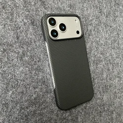 Sleek Carbon Fiber Cooling Leather Phone Case - Ultra Thin and Frameless Design - iPhone 15 Plus (Black)