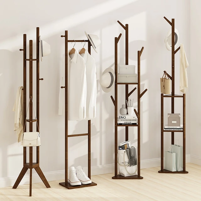 Assembled Wood Hangers Hat Coat Display Floor Standing Rack 8 Hooks Nordic  Bag Clothes Storage Hanger Bedroom Clothing Organizer - Coat Racks -  AliExpress