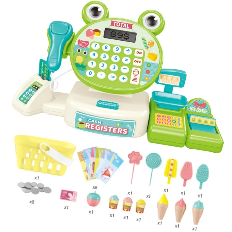 Girls Pretend Play Supermarket Toy Kid Supermarket Cash Register Toy Set Children Role Play Game Christmas Gift for Kids 4