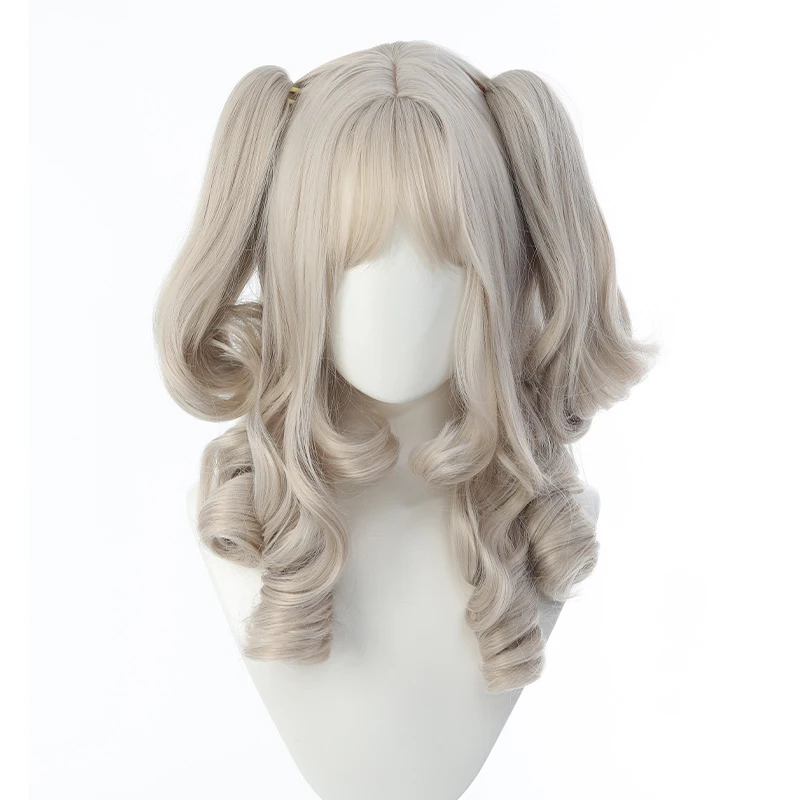 Wig Lolita Tiger Mouth Grasp Clip Double Ponytail [Hanging Ear Rabbit] Doll Sensation Roman Curl Simulated Hair Full Headset