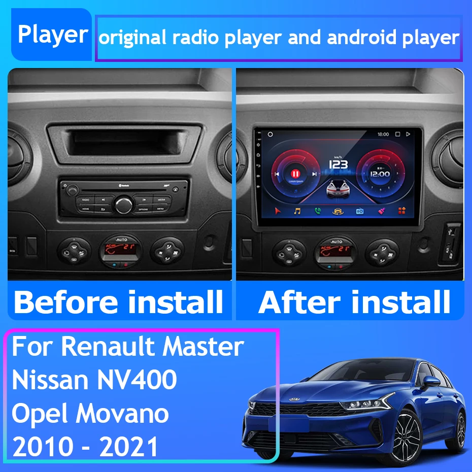 

Car Radio Carplay For Renault Master Nissan NV400 Opel Movano 2010 -2021 GPS Navigation Stereo Android Auto No 2din DVD