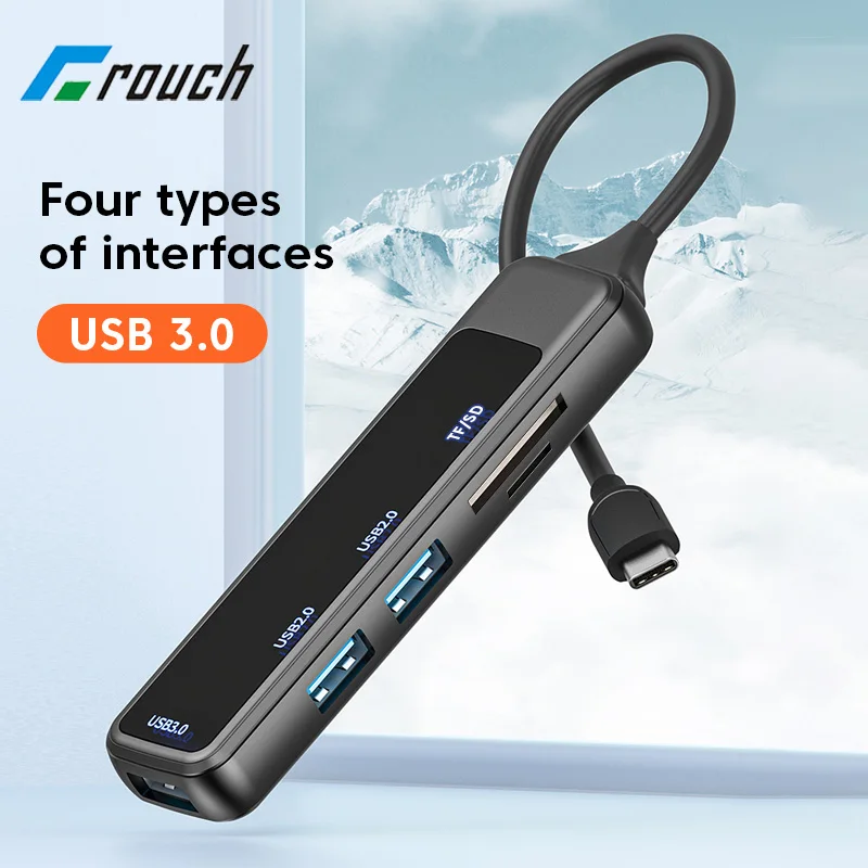 6-in-1 USB 3.0 HUB Expansion Dock Ultra-Slim Converter Type C Card Reader OTG Adapter For PC Computer Accessories
