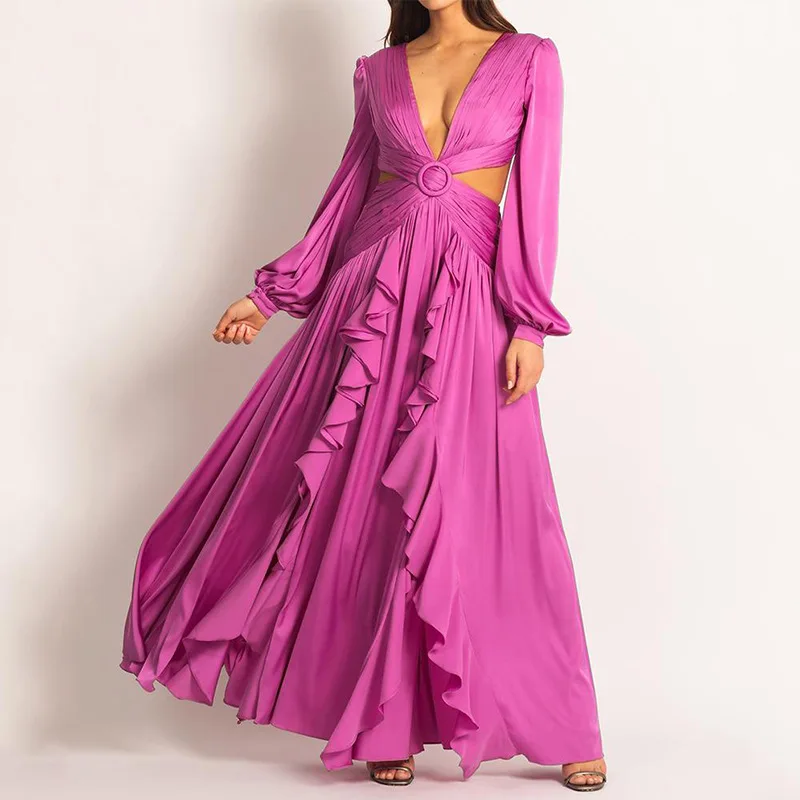 

Beach Vacation Slimming V Neck Dress
