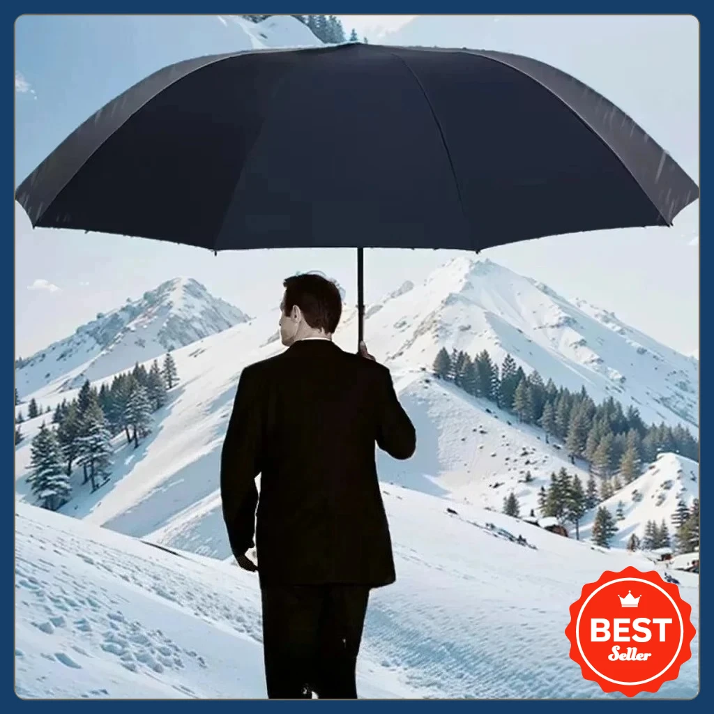 Windproof Extra-Large Folding Umbrella Heavy-Duty Reinforced Compact Unisex Umbrella for Business & Home