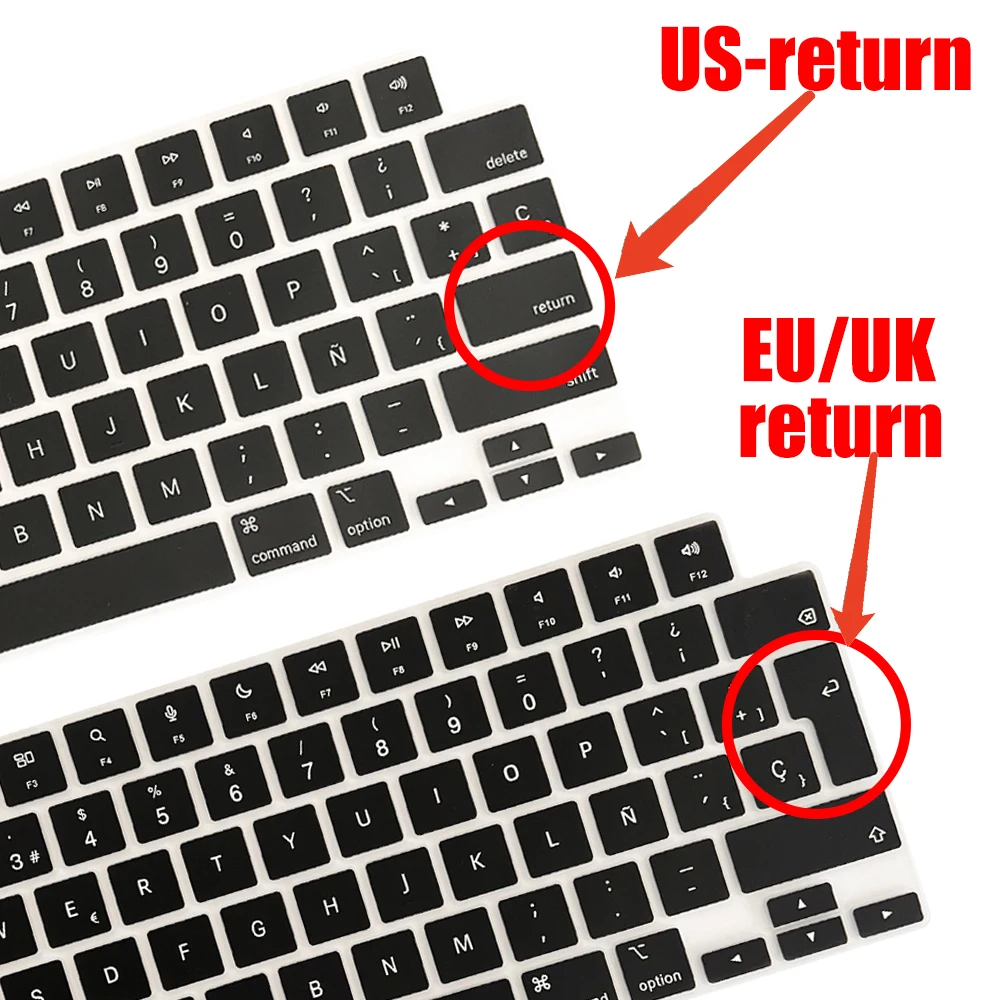 Spanish Layout Black Keyboard Cover for MacBook Air and MacBook Pro